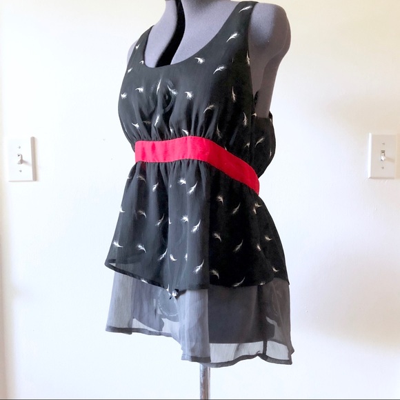 Feather Print Racer Back Blouse - Picture 2 of 7